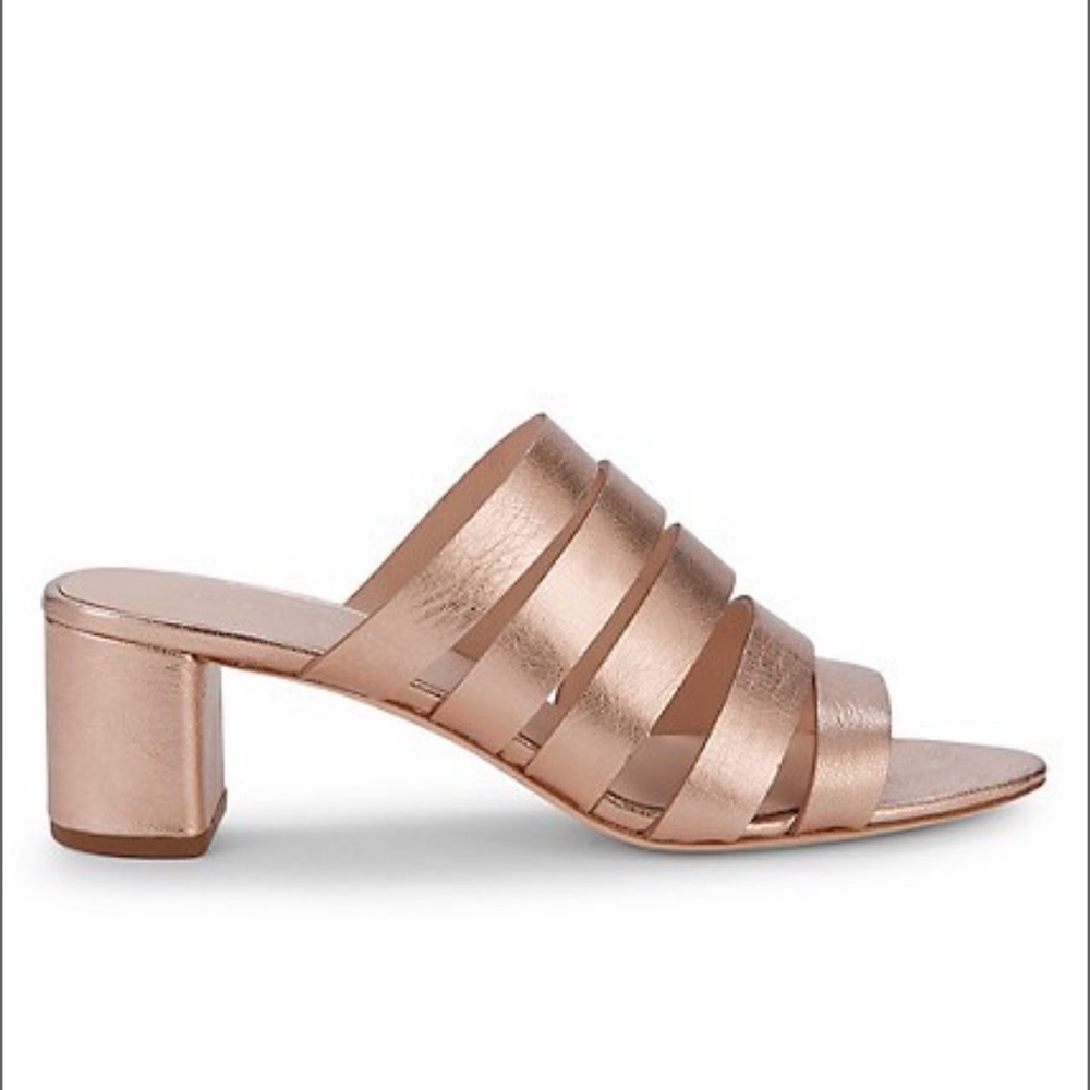 Loeffler Randall Finley Metallic Leather Mules Rose Gold